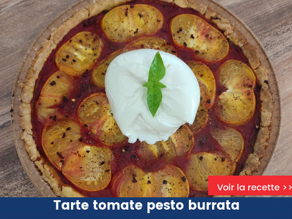 Tarte tomate pesto burrata